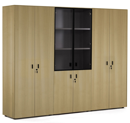 EXE Шкаф комбинированный+гардероб+для бумаг (Светлый эвкалипт/Черный)