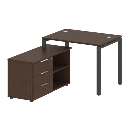Рабочая станция с опорной тумбой левая Metal System Style БП.РС-СТС-2.1 Л 1100x1520x750 (Венге Цаво/Антрацит металл)