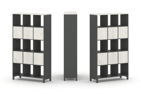 Набор стеллажа 2-х сторонний, 5 ярусов SN.NSD-531 (1121х400х1982) (Антрацит/Дуб Наварра/Металл Антрацит)