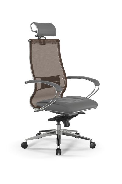 Кресло для руководителя Метта Samurai L2-6K - TS+Infinity /Kc00/Wm06/K2cL/H2cL-3D(M06.B32.G11.W03) (Светло-коричневый | Серый)