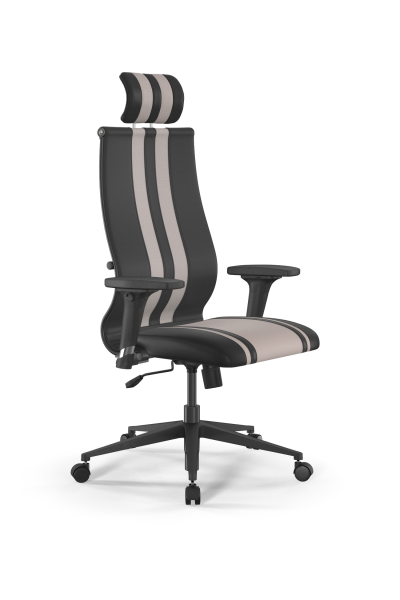 Кресло для руководителя Метта Sit 10 B2-187D - Extra /Kb40/Wh40/D02P/H3mL-G-2D(M09.B11.G19.W02) (Черный | Светло-бежевый)