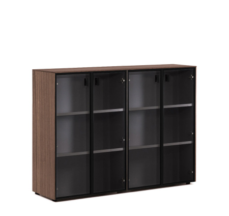 EXE Шкаф-ветрина на 4 двери H120 (Эвкалипт морен/Черный)