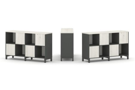 Набор стеллажа 2-х сторонний, 2 яруса SN.NSD-241 (1488х400х881) (Антрацит/Дуб Наварра/Металл Антрацит)