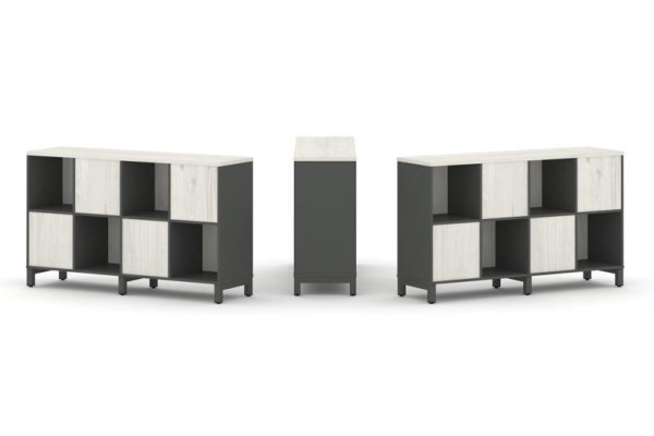 Набор стеллажа 2-х сторонний, 2 яруса SN.NSD-241 (1488х400х881) (Антрацит/Дуб Наварра/Металл Антрацит)