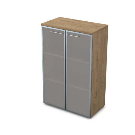 Шкаф средний со стеклом Gloss line 9НШ.017.6 800x450x1245 (Teakwood)