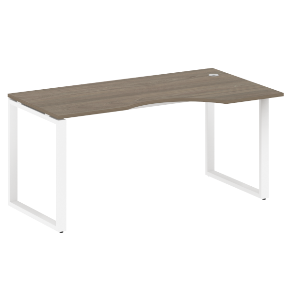 Стол криволинейный левый Metal System Style БО.СА-1 Пр 1600x900x750 (Вяз/Белый металл)
