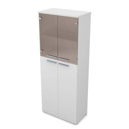 9Ш.005.11 Шкаф высокий со стеклом (800x450x2045) (Белый премиум)