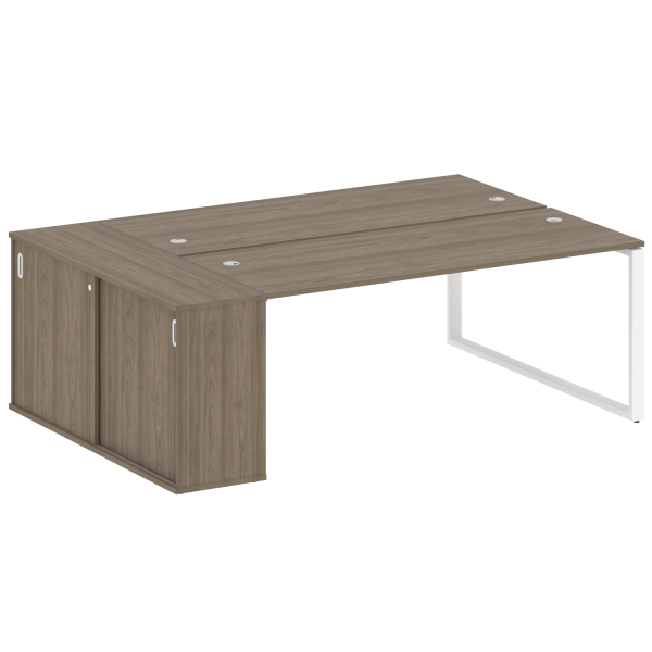 Рабочая станция с шкафом-купе на О-образном м/к Metal System Style БО.РС-СШК-1.5 Т 2210x1475x750 (Вяз/Белый металл)