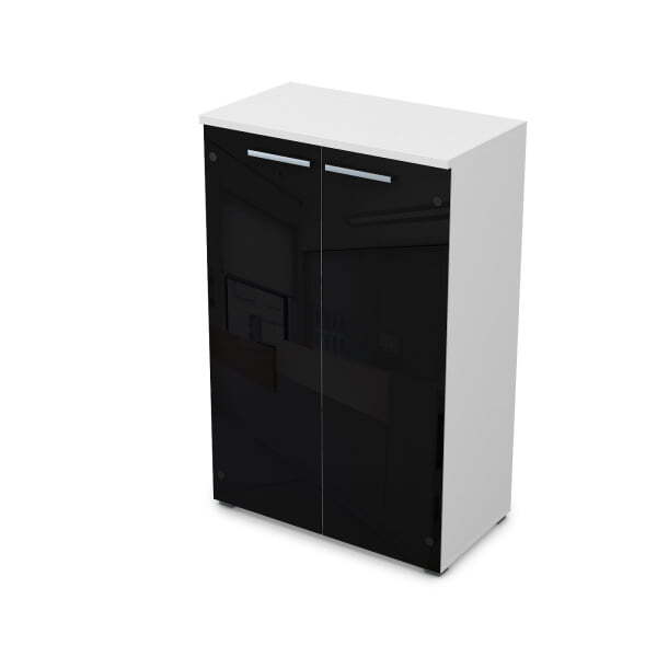 9Ш.017.7 Шкаф средний со стеклом (800x450x1245) (Белый премиум)