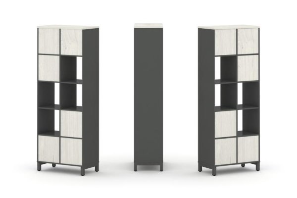 Набор стеллажа 1 сторонний, 5 ярусов SN.NS-521 (754х400х1982) (Антрацит/Дуб Наварра/Металл Антрацит)