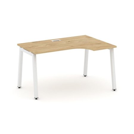 Стол рабочий эргономичный SN-5A.SPA-022(R) (1580х800/980х750) (Тиквуд Светлый/Металл Белый)