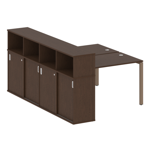 Рабочая станция с опорным шкафом-купе Metal System Style БП.РС-СШК-4.2 1610x2332x1098 (Венге Цаво/Мокко металл)