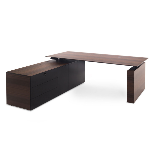 TESLA Стол для руководителя с тумбой SX (Эвкалипт морен/Черный)