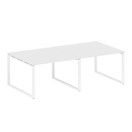 Переговорный стол 2 столешницы Metal System Style БО.ПРГ-2.2 2400x1235x750 (Белый/Белый металл)
