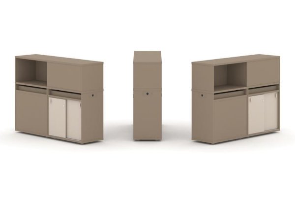 Тумба двойная + низкая надставка ES.NB.2N-20 (1500х410х1135) (Латте/Капучино)