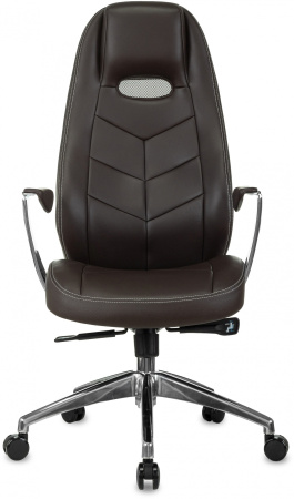 Кресло руководителя _Zen коричневый кожа крестов. алюминий (Коричневый)