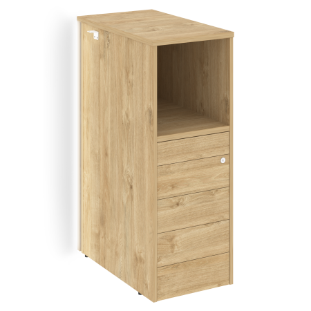 Тумба с подсветкой 5 ящиков TIP-ON, проходная  средняя Onix O.R-TV-5TIP.S 436x767x1185 (Тиквуд Светлый)