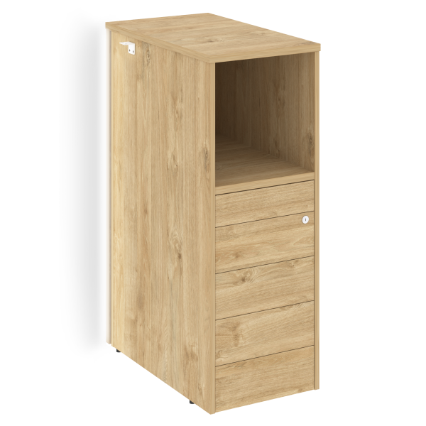 Тумба с подсветкой 5 ящиков TIP-ON, проходная  средняя Onix O.R-TV-5TIP.S 436x767x1185 (Тиквуд Светлый)