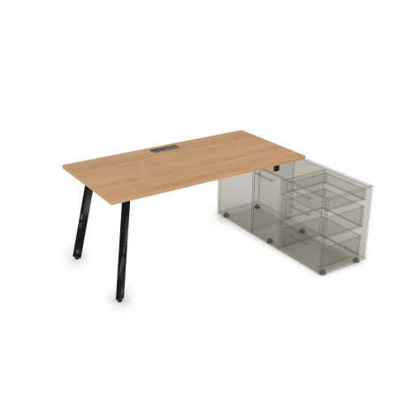 10СТО.079 Стол с тумбой опорной (1400x700x750) (RomanoЧерный глянец)