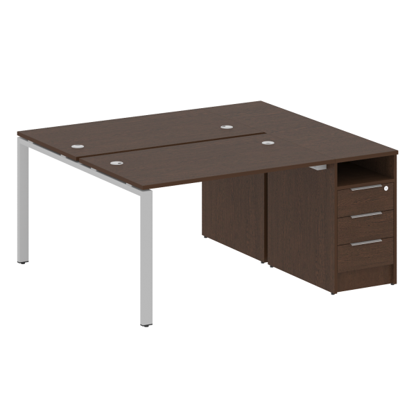 Рабочая станция с опорной тумбой Metal System Style БП.РС-СТП-2.2 1612x1475x750 (Венге Цаво/Серый металл)