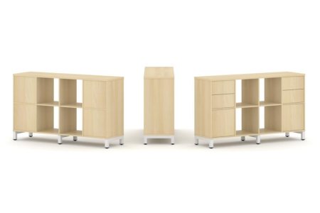 Набор стеллажа 1 сторонний, 2 яруса SN.NS-241 (1488х400х881) (Акация Лорка/Металл Белый)