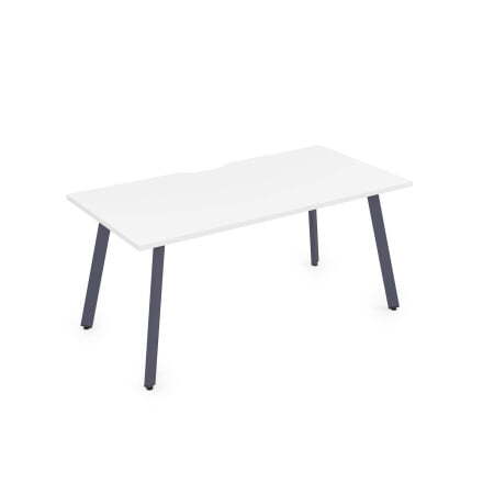 10СРВ.079 Стол рабочий с вырезом, прямолинейный (1400x700x750) (Белый премиум/Графит металл)