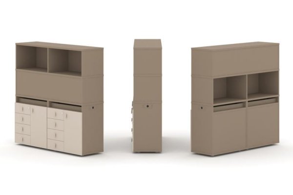 Тумба двойная + высокая надставка ES.NB.2V-4 (1500х410х1520) (Латте/Капучино)