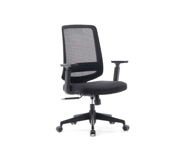 Кресло офисное / Лондон офис LB / черный пластик / черная сетка / черная ткань (Черный)