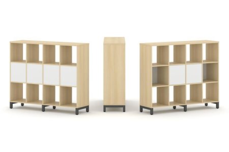 Набор стеллажа 1 сторонний, 3 яруса SN.NS-341 (1488х400х1248) (Акация Лорка/Белый/Металл Антрацит)