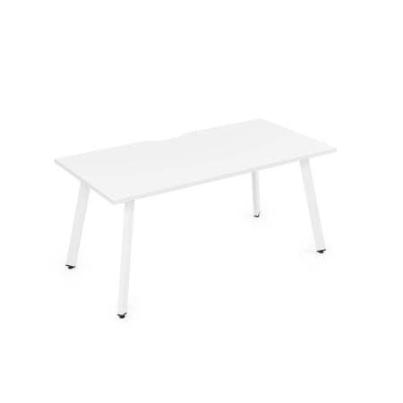 10СРВ.084 Стол рабочий с вырезом, прямолинейный (1600x800x750) (Белый премиум/Белый металл)