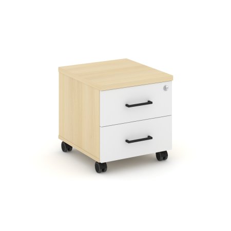 Тумба мобильная 2 ящика стандартные колеса SN.TM-001 (416х460х437) (Акация Лорка/Белый)