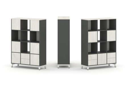 Набор стеллажа 2-х сторонний, 4 яруса SN.NSD-431 (1121х400х1615) (Антрацит/Дуб Наварра/Металл Белый)