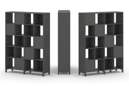 Набор стеллажа 2-х сторонний, 5 ярусов SN.NSD-541 (1488х400х1982) (Антрацит/Металл Антрацит)