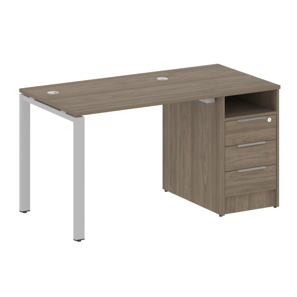 Рабочая станция с опорной тумбой Metal System Style БП.РС-СТП-1.1 1412x720x750 (Вяз/Серый металл)