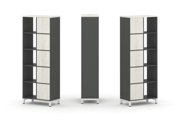 Набор стеллажа 2-х сторонний, 5 ярусов SN.NSD-521 (754х400х1982) (Антрацит/Дуб Наварра/Металл Белый)