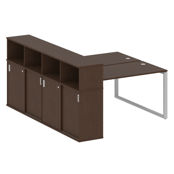 Рабочая станция с шкафом-купе на О-образном м/к Metal System Style БО.РС-СШК-4.3 Т 1810x2332x1098 (Венге Цаво/Серый металл)