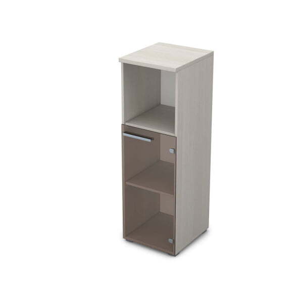 9П.017.4 Пенал средний со стеклом и нишей (400x450x1245) (Ivory)