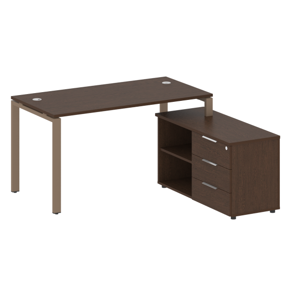 Рабочая станция с опорной тумбой правая Metal System Style БП.РС-СТС-2.3 Пр 1500x1520x750 (Венге Цаво/Мокко металл)