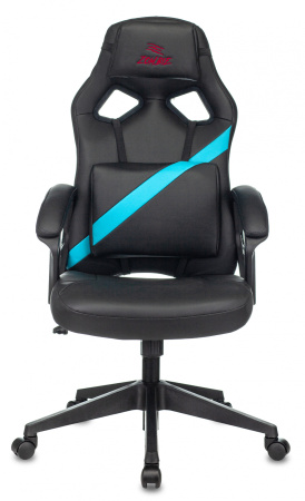 Кресло игровое Zombie DRIVER черный/голубой эко.кожа с подголов. крестов. пластик (Черный | Голубой)