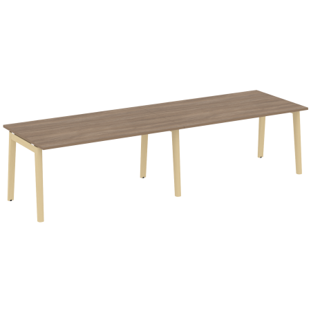 Стол переговорный на деревянных опорах Onix Wood OW.PRG-2.4 3160x980x750 (Дуб Аризона/Дуб Светлый)