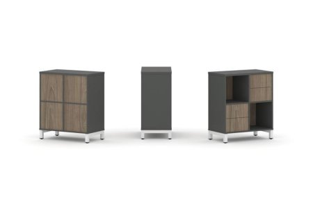 Набор стеллажа 1 сторонний, 2 яруса SN.NS-221 (754х400х881) (Антрацит/Вяз Благородный/Металл Белый)