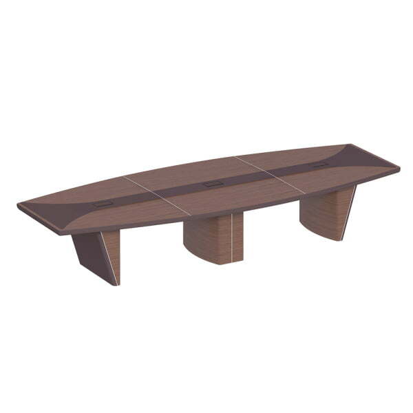 Стол для переговоров овальный, дерево/кожа, металлическая вставка ISixty 420TAOVS 4200x1600x740 (Кожа коричневая)