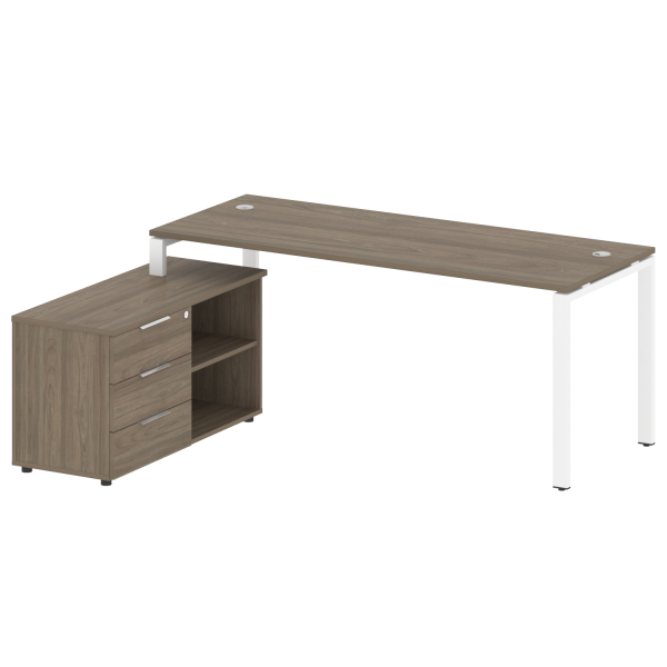 Рабочая станция с опорной тумбой левая Metal System Style БП.РС-СТС-2.5 Л 1900x1520x750 (Вяз/Белый металл)