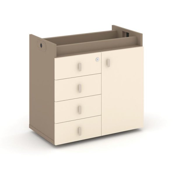 Тумба опорная - фасад + ящики ES.TON-2 (750х406х725) (Латте/Сатин/Металл Латте)