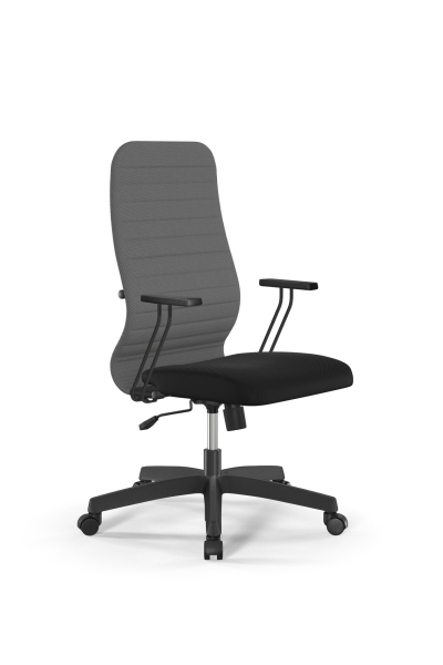 Кресло для руководителя Метта Sit 8 B2-10T - UMF(X1) /Uh02/Wh00/T1bp-b(M09.B02.G15.W01) (Светло-серый | Черный)