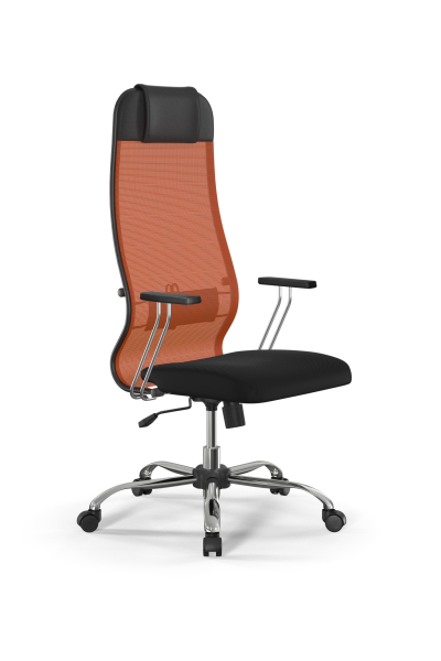 Кресло для руководителя Метта Sit 10 B1-111T - X2+UMF(X1) /Ub00/Wh00/T1bp-c(M09.B21.G20.W01) (Черный | Оранжевый)