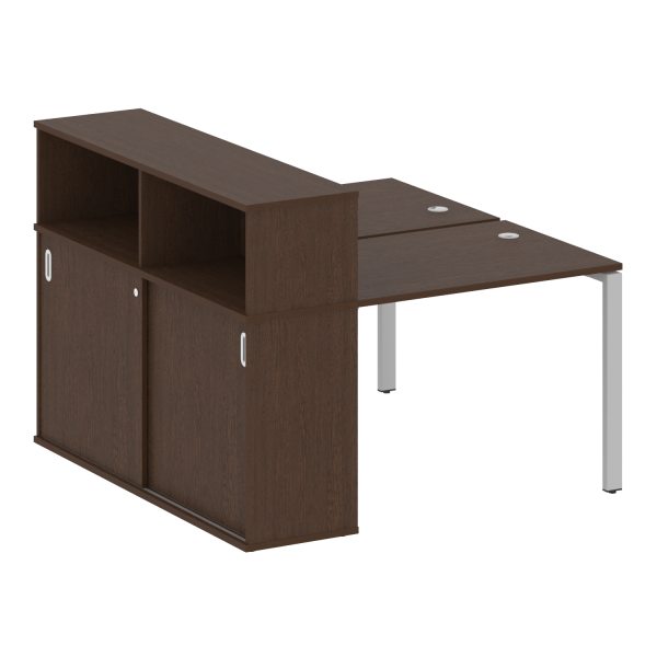 Рабочая станция с опорным шкафом-купе Metal System Style БП.РС-СШК-2.1 1410x1475x1098 (Венге Цаво/Серый металл)