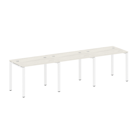 Рабочая станция на 3 раб. места Metal System Style БП.СМ-3.1 3000x720x750 (Дуб Наварра/Белый металл)