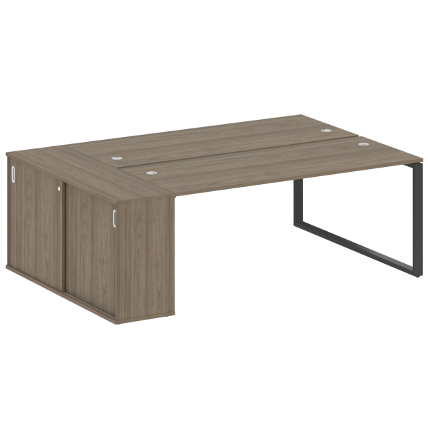 Рабочая станция с шкафом-купе на О-образном м/к Metal System Style БО.РС-СШК-1.5 Т 2210x1475x750 (Вяз/Антрацит металл)