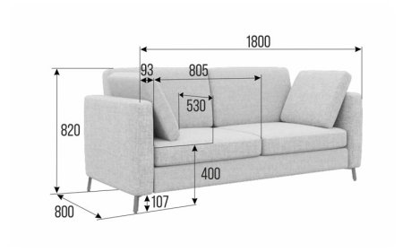 Диван двухместный BRS-2 (Alia 3/Металл Черный)